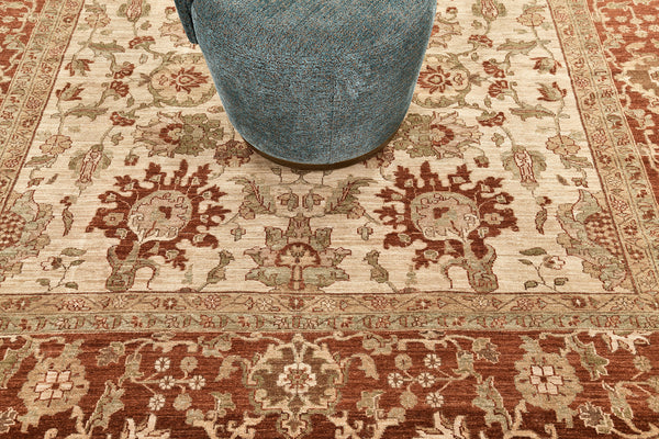 Natural Dye Sultanabad Revival Divine Collection - artisan revival weave - close-up of weave texture and pile