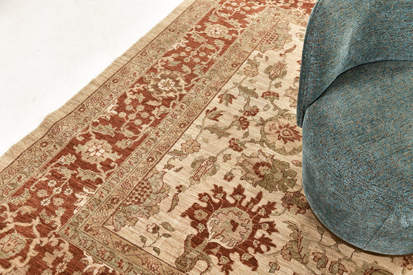 Natural Dye Sultanabad Revival Divine Collection - artisan revival weave - styled in room setting