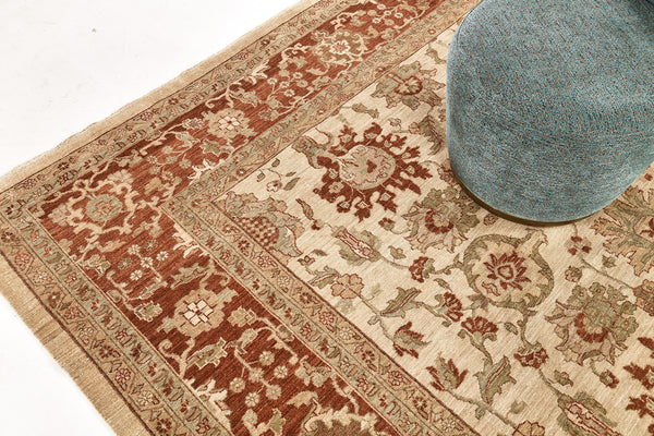 Natural Dye Sultanabad Revival Divine Collection - artisan revival weave - overhead flat lay view