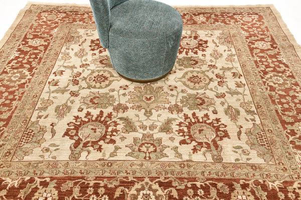 Natural Dye Sultanabad Revival Divine Collection - artisan revival weave - detailed border and fringe