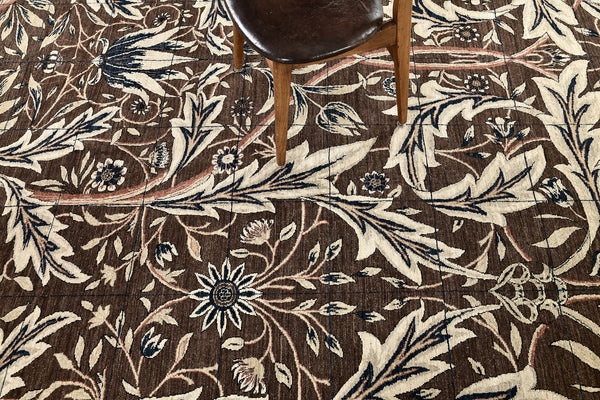Natural Dye William Morris Design Rug - overhead flat lay view
