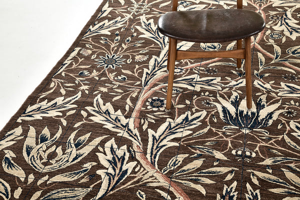 Natural Dye William Morris Design Rug - close-up of weave texture and pile