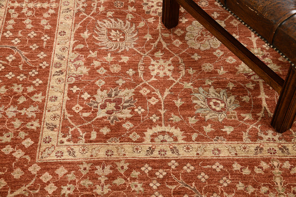 Natural Dye Sultanabad Revival Square Rug - artisan revival weave - overhead flat lay view [#6]