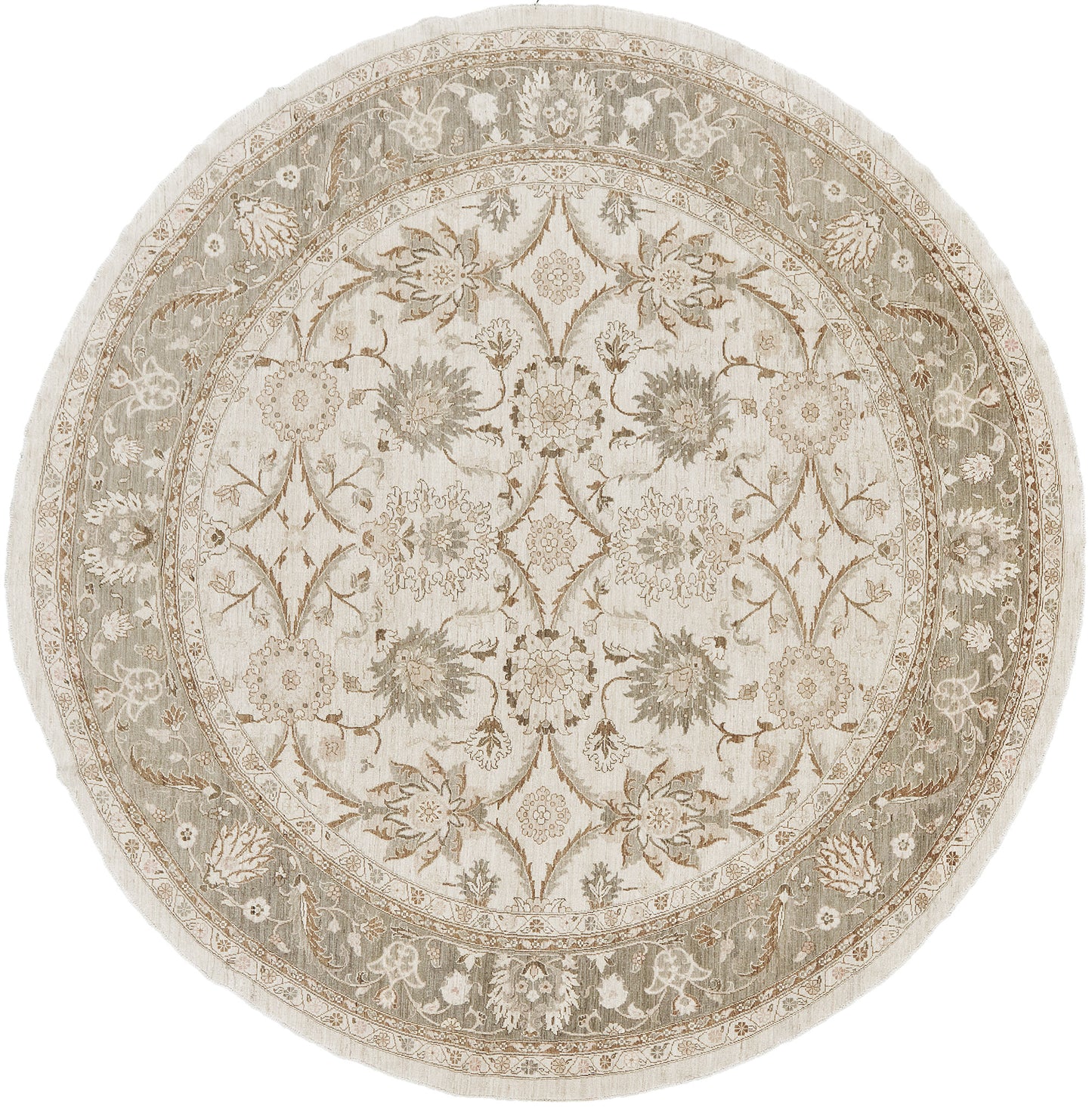 Vintage Style Sultanabad Revival Round Rug