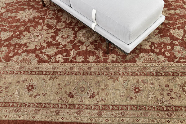 Natural Dye Sultanabad Revival Rug - artisan revival weave - overhead flat lay view [#5]