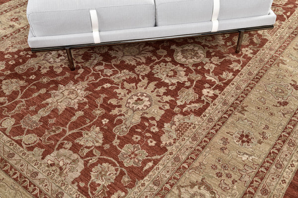 Natural Dye Sultanabad Revival Rug - artisan revival weave - close-up of weave texture and pile [#5]