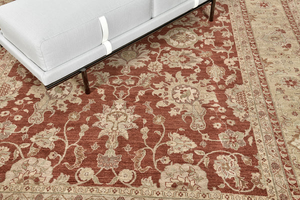 Natural Dye Sultanabad Revival Rug - artisan revival weave - styled in room setting [#5]