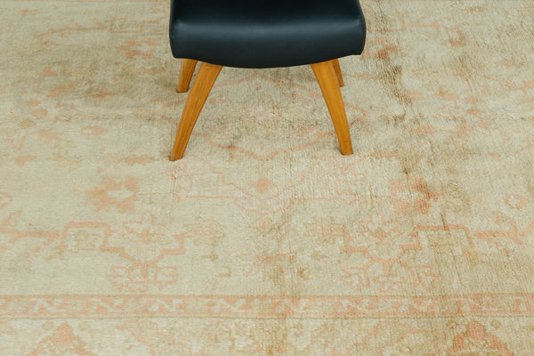 Antique Turkish Oushak Rug - hand-knotted in Turkey - styled in room setting [#12]