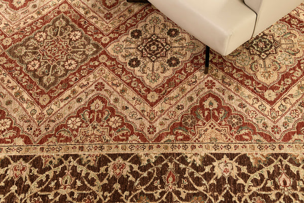 Natural Dye Farahan Design Runner Bliss Collection - narrow runner - overhead flat lay view