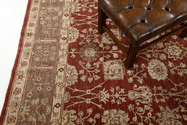 Natural Dye Tabriz Revival Square Rug - artisan revival weave - close-up of weave texture and pile [#2]