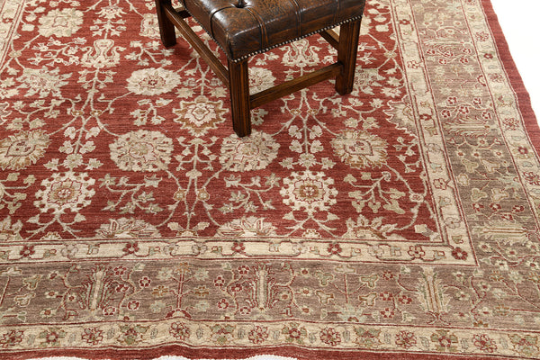 Natural Dye Tabriz Revival Square Rug - artisan revival weave - overhead flat lay view [#2]