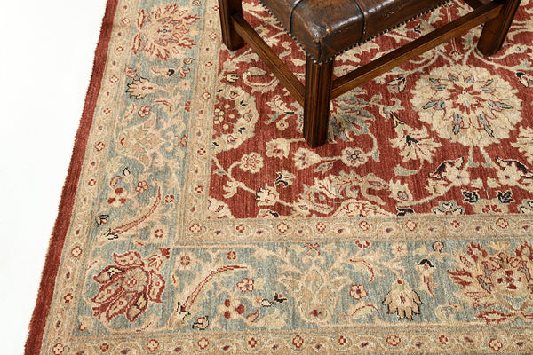 Natural Dye Sultanabad Revival Square Rug - artisan revival weave - overhead flat lay view [#5]
