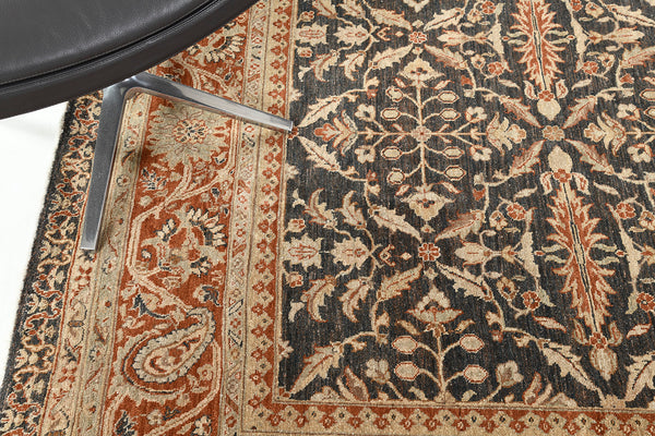 Natural Dye Amritsar Revival Square Rug - artisan revival weave - overhead flat lay view