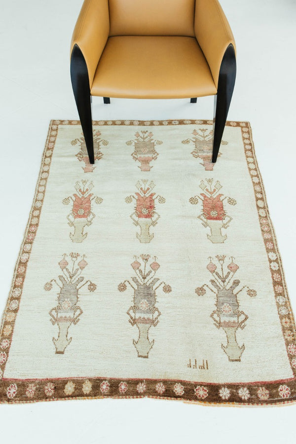 Vintage Turkish Anatolian Rug - hand-knotted in Turkey - styled in room setting [#105]