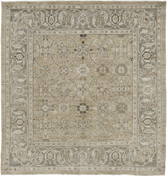 Vintage Style Tabriz Allover Design Square Rug