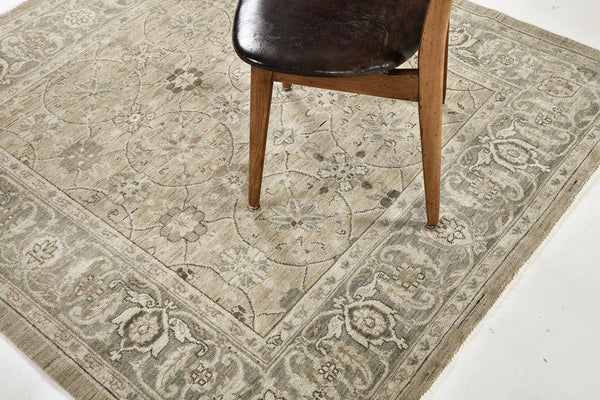 Vintage Style Tabriz Allover Design Square Rug - overhead flat lay view