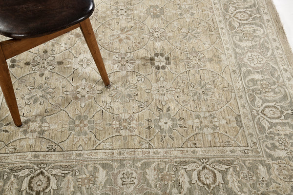 Vintage Style Tabriz Allover Design Square Rug - close-up of weave texture and pile