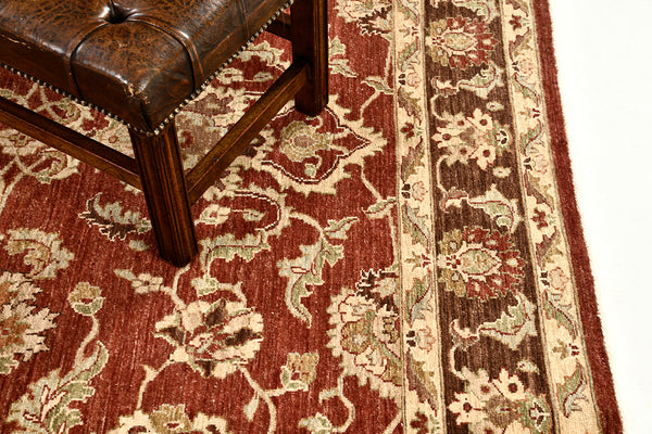 Natural Dye Sultanabad Revival Square Rug - artisan revival weave - close-up of weave texture and pile [#4]