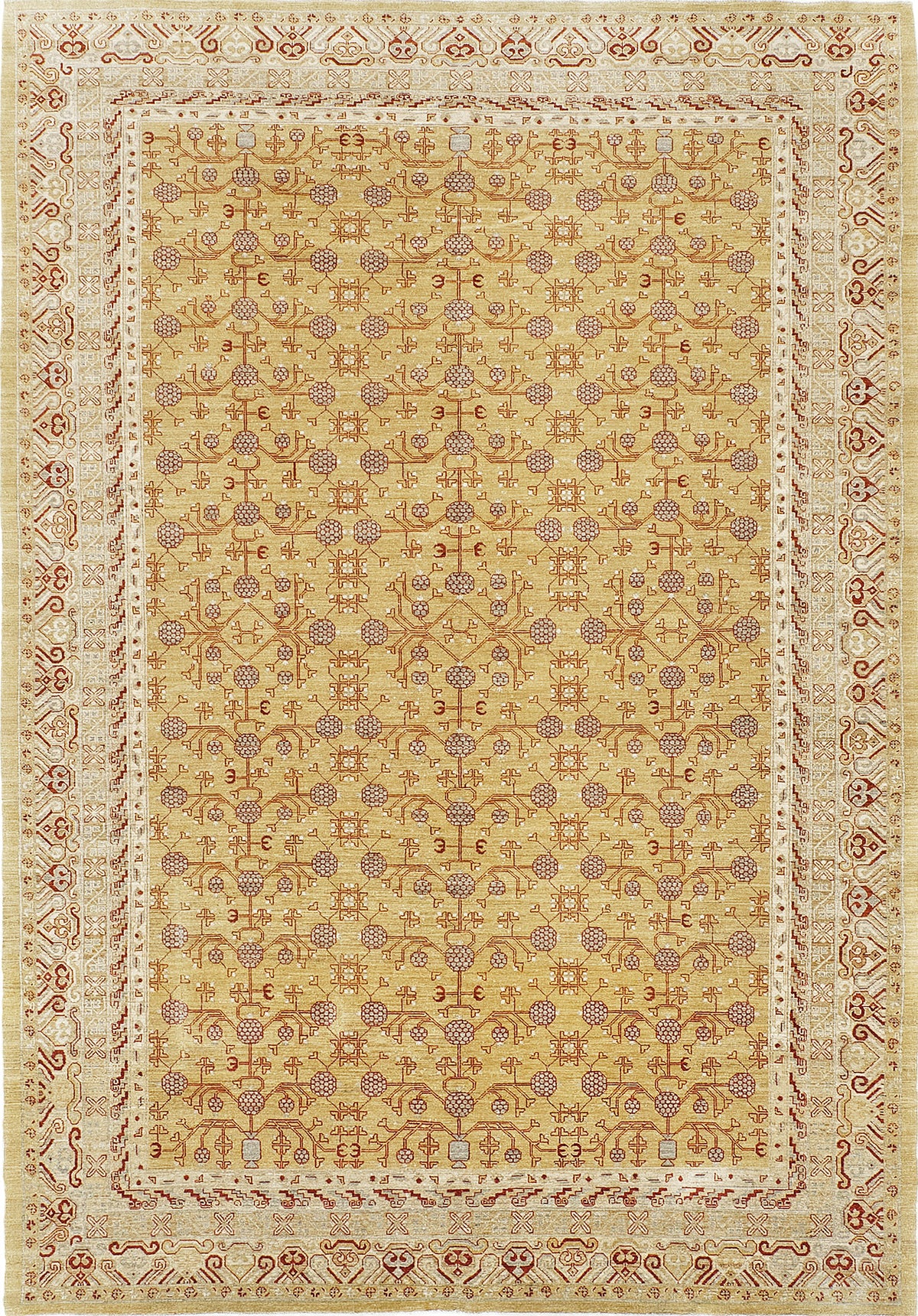 Natural Dye Khotan Pomegranate Revival - East Turkestan Khotan - one-of-a-kind handmade area rug
