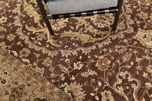 Natural Dye Tabriz Hadji Jallili Rug - overhead flat lay view
