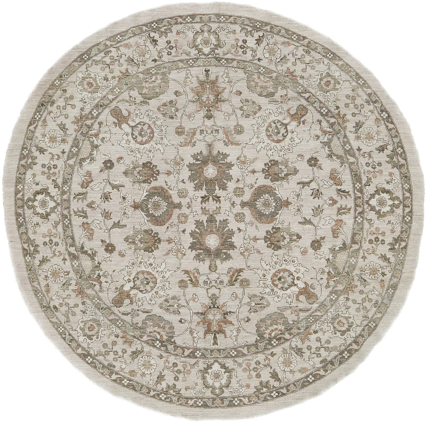 Vintage Style Sultanabad Revival Round Rug