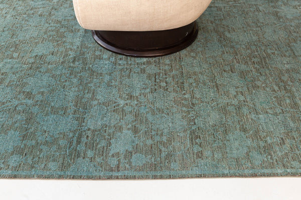 Overdyed Transitional Design Rug - detailed border and fringe [#2]