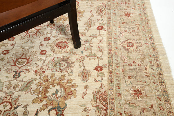 Natural Dye Sultanabad Revival Divine Collection Square Rug - artisan revival weave - detailed border and fringe