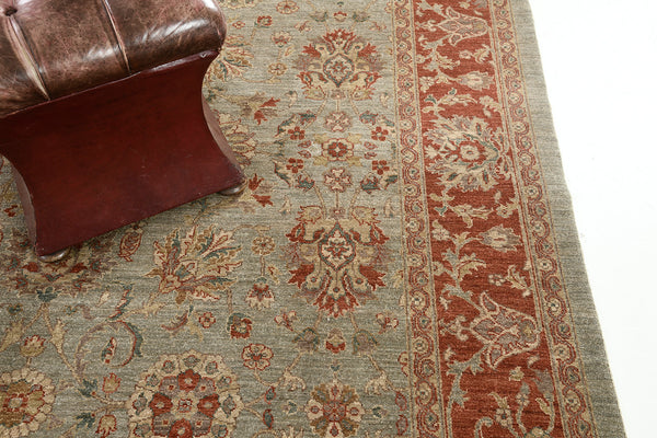 Natural Dye Sultanabad Revival Square Rug - artisan revival weave - overhead flat lay view [#2]