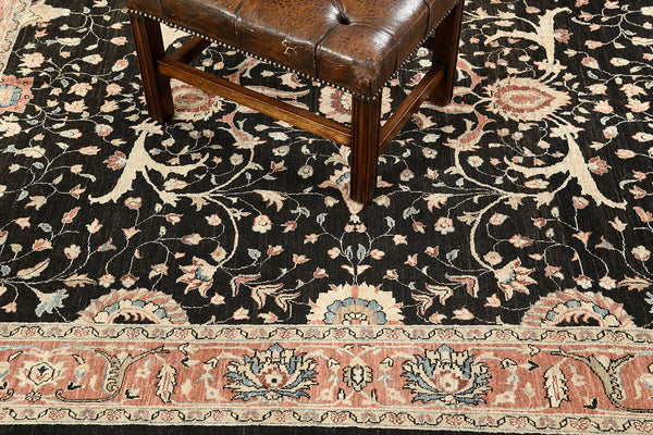 Natural Dye Sarouk Farahan Revival Rug - artisan revival weave - overhead flat lay view [#1]