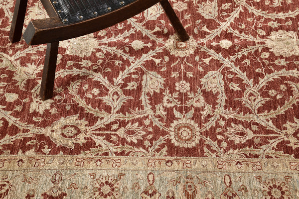 Natural Dye Sultanabad Revival Rug - artisan revival weave - detailed border and fringe [#4]
