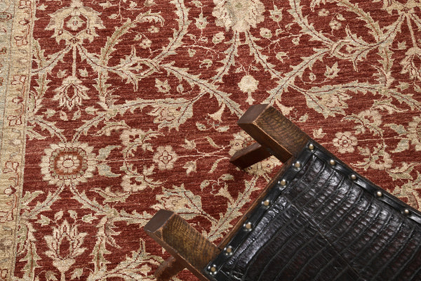 Natural Dye Sultanabad Revival Rug - artisan revival weave - close-up of weave texture and pile [#4]