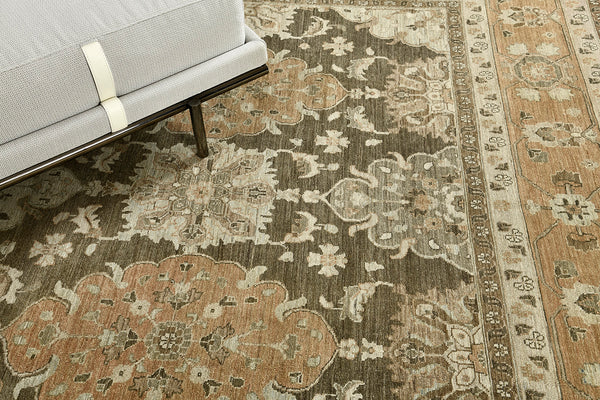 Vintage Style Mahal Revival Rug - artisan revival weave - styled in room setting [#8]
