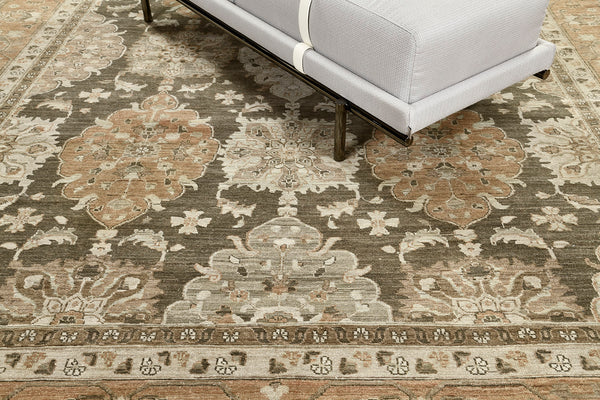 Vintage Style Mahal Revival Rug - artisan revival weave - overhead flat lay view [#8]