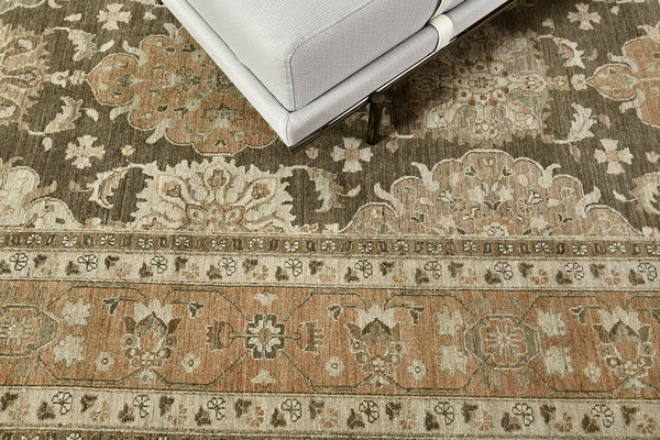 Vintage Style Mahal Revival Rug - artisan revival weave - close-up of weave texture and pile [#8]