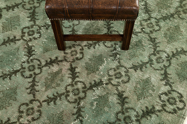 Overdyed Vintage Turkish Anatolian Rug - hand-knotted in Turkey - overhead flat lay view [#14]