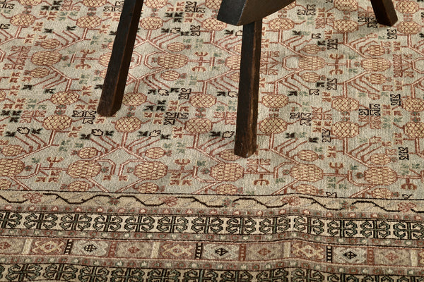 Natural Dye Khotan Design Rug Bliss Collection - East Turkestan Khotan - overhead flat lay view [#2]