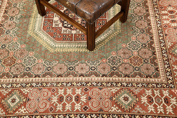 Natural Dye Allover Mamluk Revival Square Rug - artisan revival weave - overhead flat lay view