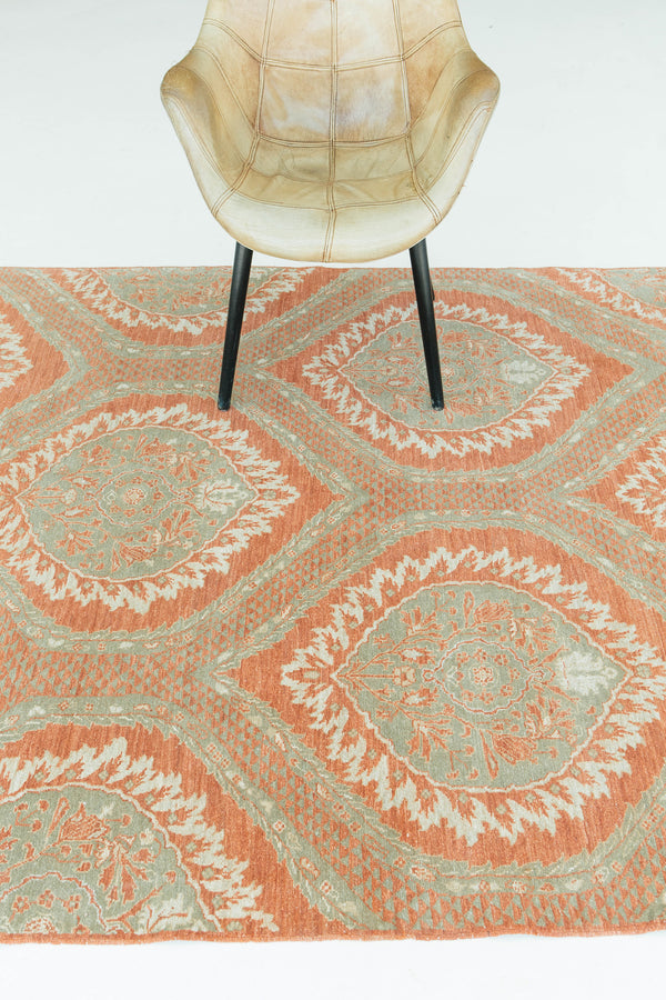 Natural Dye Transitional Style Arts and Crafts Rug - overhead flat lay view (2)