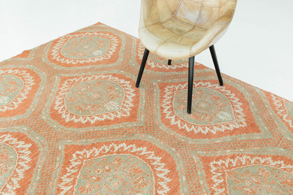 Natural Dye Transitional Style Arts and Crafts Rug - styled in room setting (2)