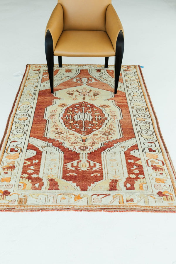 Vintage Turkish Anatolian Rug - hand-knotted in Turkey - overhead flat lay view [#5]