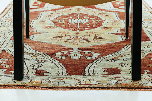 Vintage Turkish Anatolian Rug - hand-knotted in Turkey - close-up of weave texture and pile [#5]