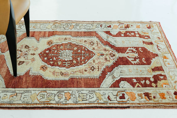 Vintage Turkish Anatolian Rug - hand-knotted in Turkey - detailed border and fringe [#5]