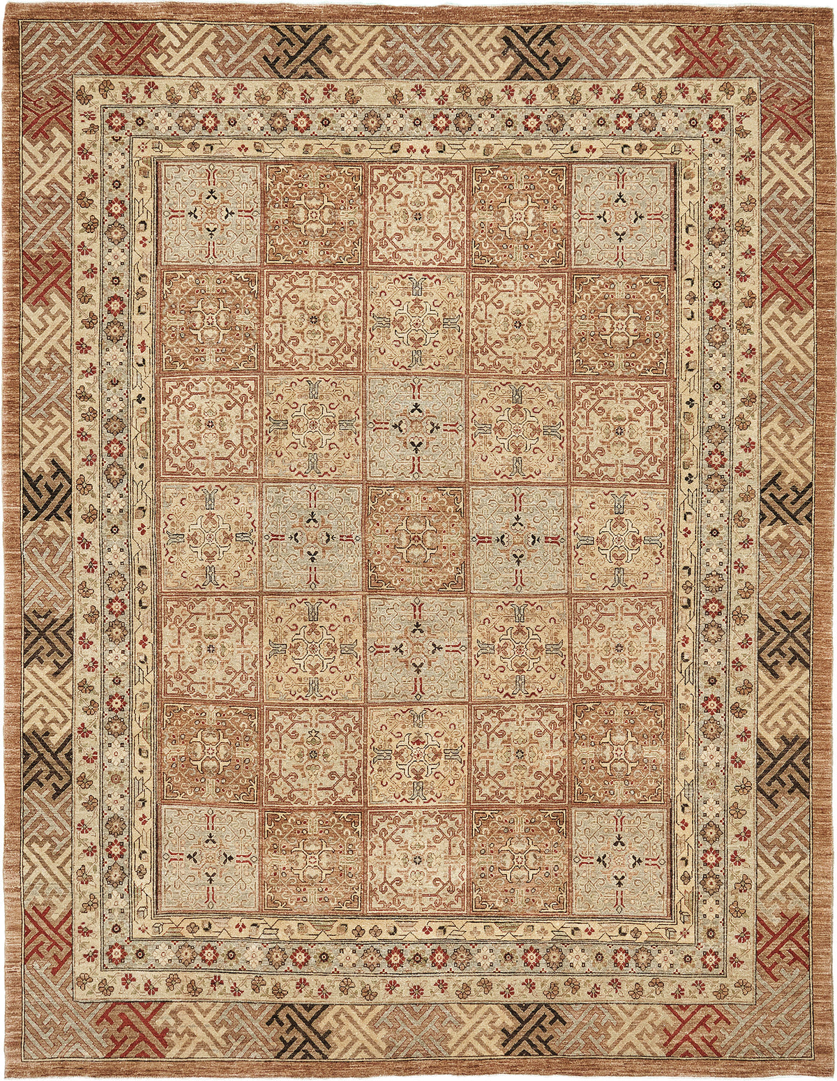 Natural Dye Khotan Panel Design Bliss Collection - East Turkestan Khotan - one-of-a-kind handmade area rug