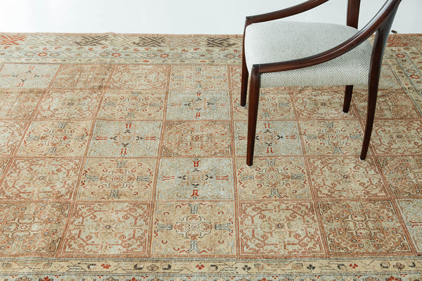 Natural Dye Khotan Panel Design Bliss Collection - East Turkestan Khotan - detailed border and fringe