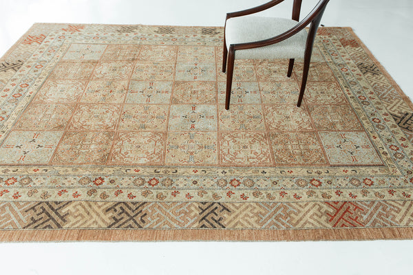 Natural Dye Khotan Panel Design Bliss Collection - East Turkestan Khotan - styled in room setting