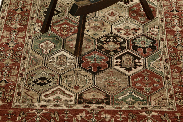 Natural Dye Josheghan Panel Design Rug Divine - overhead flat lay view