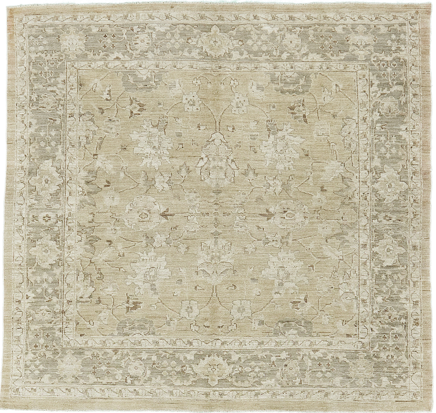 Vintage Style Sultanabad Revival Square Rug
