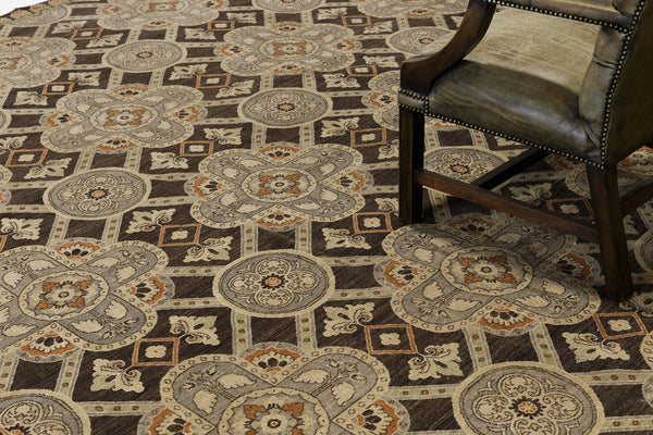 Natural Dye Arts & Crafts Revival Rug - artisan revival weave - overhead flat lay view