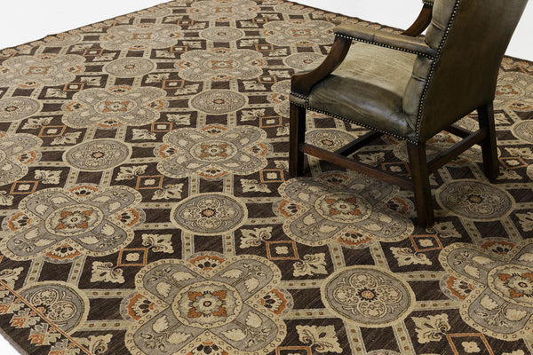 Natural Dye Arts & Crafts Revival Rug - artisan revival weave - styled in room setting