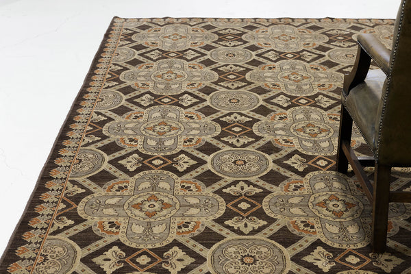 Natural Dye Arts & Crafts Revival Rug - artisan revival weave - full length showing color variation